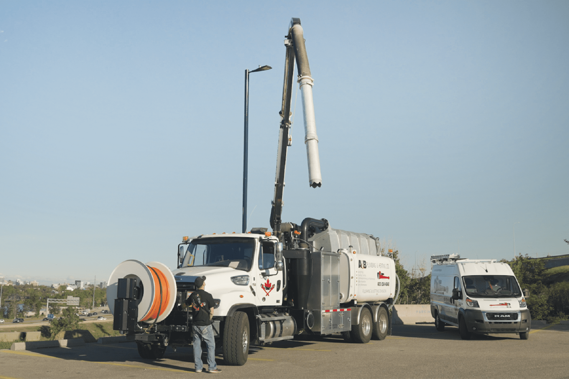 A&B Plumbing Hydrovac truck and van
